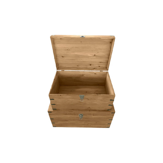Coffre de rangement en bois naturel pour le stockage domestique - 60 x 40 x 30